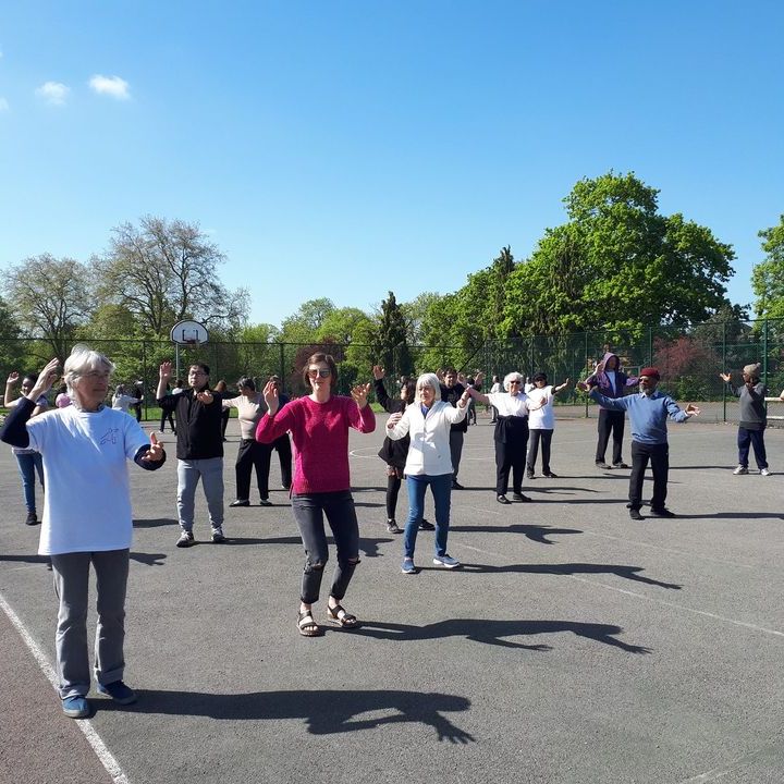 group of people practising Tai Chi