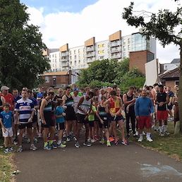 a group of runners about to start a race