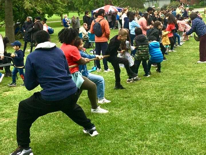 tug of war team in action